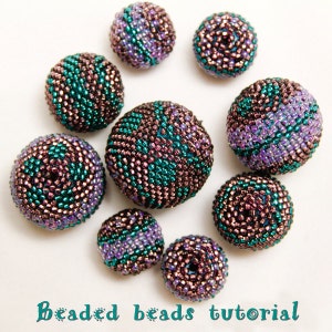 Beaded beads tutorial, bead weaving, recycled necklace, DIY jewelry, PDF pattern, step-by-step, DIY project, beading instructions