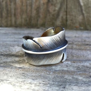 Feather ring sterling silver - Silver Feather Ring - Bird Feather Ring - Feather Jewelry - adjustable