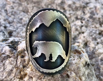 Bear ring sterling silver - gift for her - animal ring