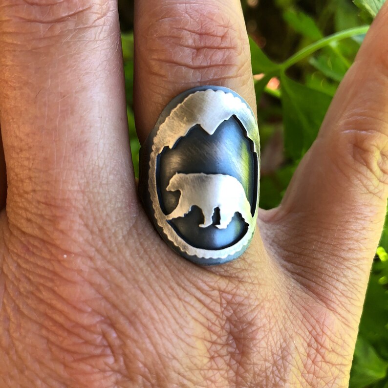 Bear Ring Sterling Silver Gift for Her Animal Ring Etsy