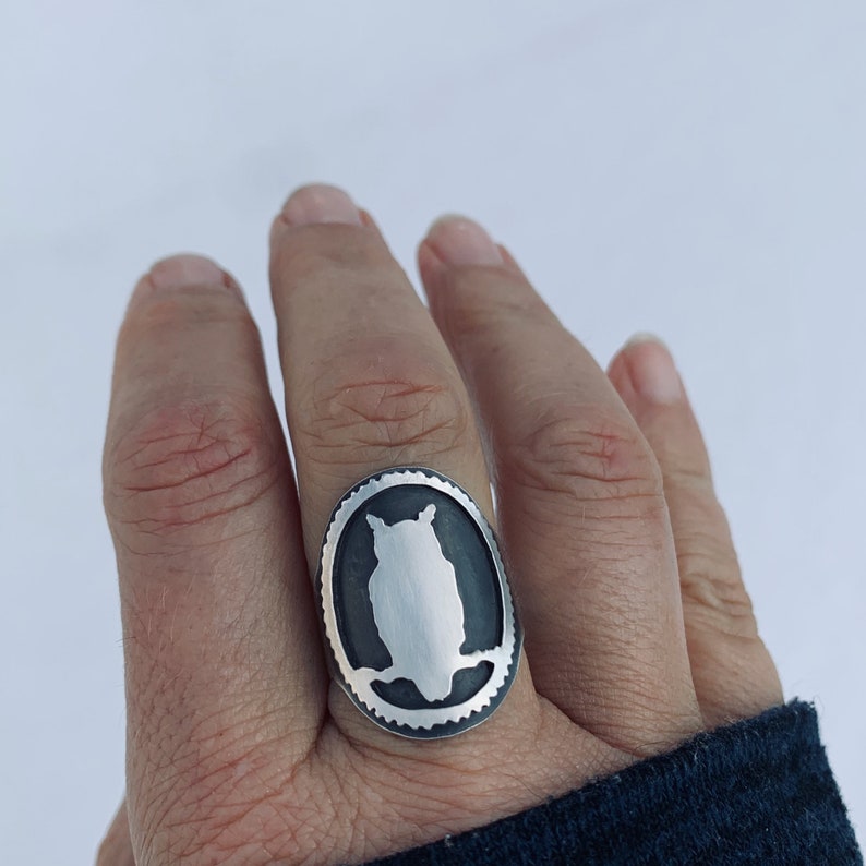 Owl Ring sterling silver Silver Owl Ring Gift for Her Bird Jewelry Bird ring Owl Jewelry