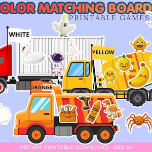 Preschool Color Matching Game | Transportation Vehicles, Montessori Homeschool Activity (PDF Download)