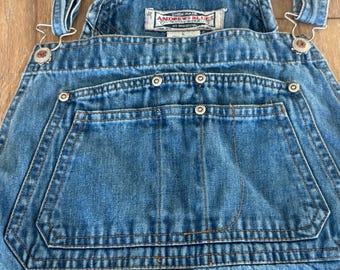 Vintage 90s Andrews Blues Denim Overalls: Union Made Red Stripe Bib Workwear