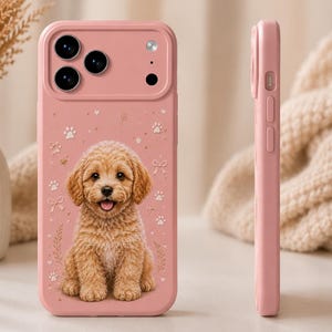 Cavapoo Valp iPhone-skal, Rosa Coquette Hundtassavtryck Telefonskal