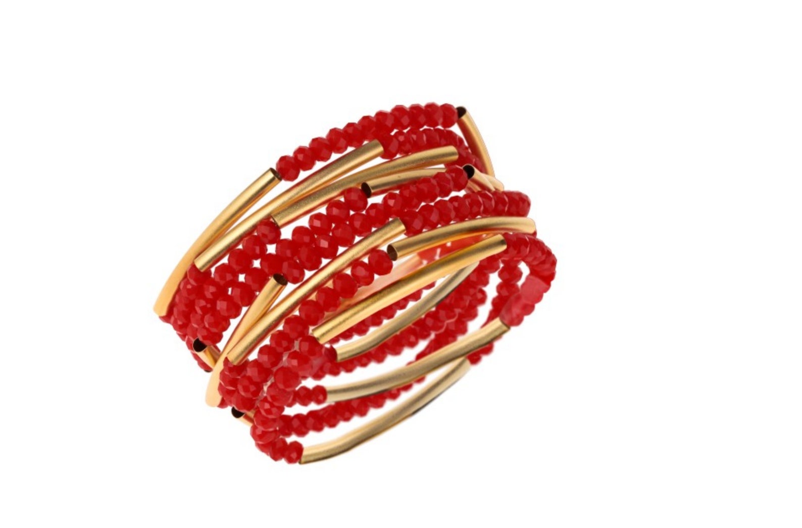 Red Bracelet, Stack Beads Bracelet, Wrap Beads Bracelet, Wrap Bracelet