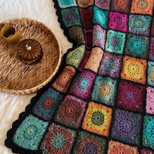 Crochet Pattern Boho Blanket, Granny Square Afghan PDF, Colorful Fall Throw, Cozy Autumn Crochet