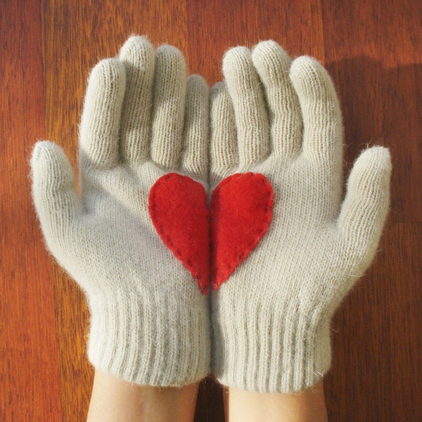 Handful of Heart, Gloves with Red Felt Heart