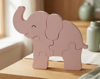 Rosy the Elephant Puzzle — Montessori First Jigsaw for Toddlers, Animal Shape Puzzle