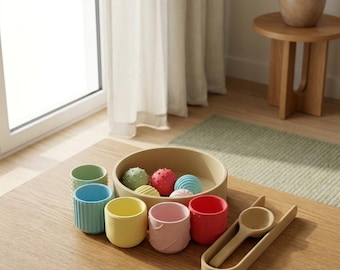 Colori Sorting Tray — Montessori Color Sorting & Nesting Cups, Plant-Based, Open-Ended Toddler Toy