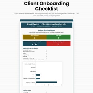 Client Onboarding Checklist Excel Template | Freelancer & Agency Onboarding Tracker