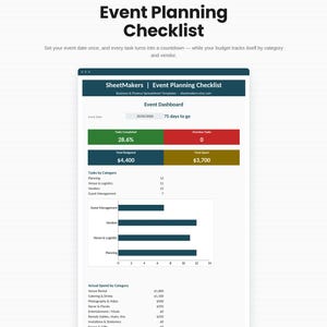 Checkliste für die Eventplanung (Excel-Vorlage) | Partyplaner mit Countdown und Budgetverfolgung