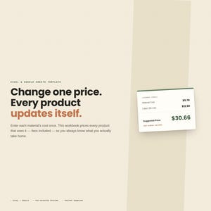 Handmade Product Pricing Calculator Excel Template | Profit Margin & COGS Tracker with Fee Calculator