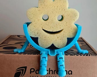 Articulated Scrub Daddy Sink Holder STL File | Print-in-Place Sponge Holder | FDM Support-Free Kitchen Organizer | Commercial License