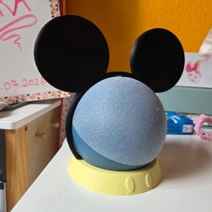 Archivo STL de orejas de Mickey de 4.ª generación / Soporte para altavoz de Mickey Mouse / Soporte para Alexa Echo Dot / Decoración inspirada en Disney / Licencia comercial
