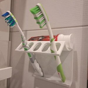 Soporte para cepillos de dientes (archivo STL) / Organizador de baño para 5 cepillos de dientes y pasta dental / Almacenamiento de encimera para baño / Licencia comercial