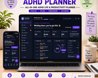 HTML ADHD Planner | Safe to Spend Tracker | Expense & Income HTML Tracker | Budget Dashboard | Digital Planner