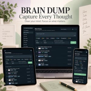 Interactive HTML Brain Dump Planner | Task & Project Organizer (Digital Download)