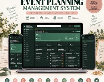 Event Planning Management System | Wedding, Corporate, Private Organizer (Digital Planner )