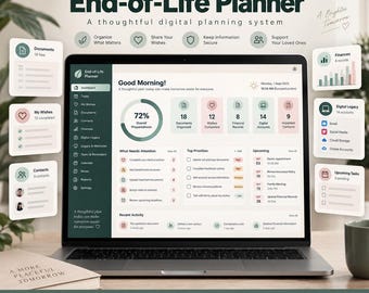 HTML End of Life Planner | Digital Legacy | Estate Planning HTML Tracker | Wishes, Documents, Finances & Legacy