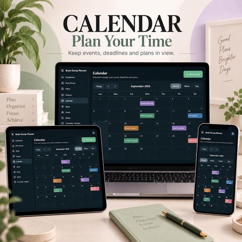 Interactive HTML Brain Dump Planner | Task & Project Organizer (Digital Download)