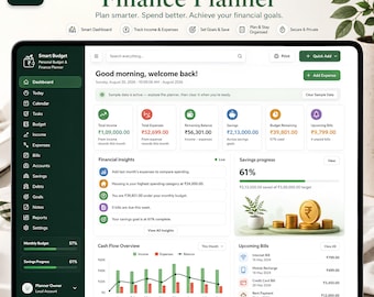 HTML Personal Finance Planner | HTML Budget | Expense Tracker | Money Dashboard | Offline Digital Download