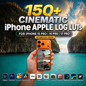 Más de 150 LUTs Apple Log para iPhone y DaVinci PowerGrades / Corrección de color cinematográfica móvil Rec709 / CapCut, Premiere, FCPX, VN