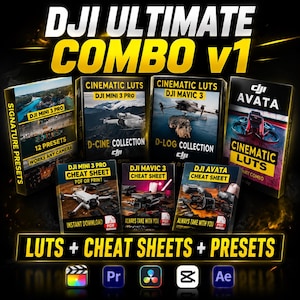 DJI Ultimate Combo v1 | 300+ Cinematic LUTs & Cheat Sheets | Mini 3 Pro, Mavic 3, Avata Drone Filters | Lightroom Presets | ThorPreset
