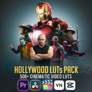 250 LUTs cinematográficos de Hollywood y DaVinci PowerGrades / Corrección de color con aspecto cinematográfico / Premiere Pro, Final Cut, CapCut, VN