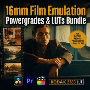 LUTs de emulación de película de 16 mm y DaVinci PowerGrades / Corrección de color con aspecto cinematográfico vintage / Premiere, Final Cut, CapCut, VN