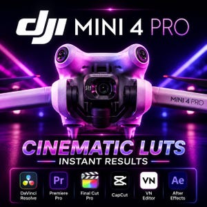 100 DJI Mini 4 Pro Cinematic LUTs | Aerial Drone Filters | D-Log M Video Color Grading Presets for Premiere Pro, DaVinci, CapCut, VN Editor