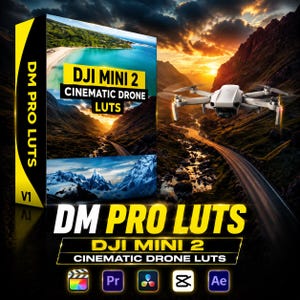 100 DJI Mini 2 Cinematic Drone LUTs | V1 Pro Filters | Aerial Video Color Grading Presets for Premiere Pro, CapCut, DaVinci Resolve