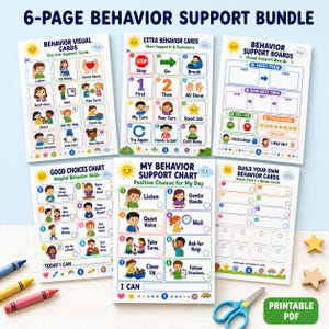 Behavior Support Cards, Autism Visuals, First Then Board, Routine Chart (Digital Download)