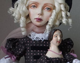 Ooak Art Doll Elizabeth with her doll