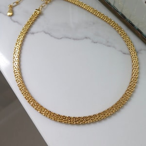 Collier chaîne plate plaqué or • cadavres d&#39;animaux vintage • 18 carats • Uni simple et minimaliste • bijoux sans ternissement • années 80 90 • 15-19&quot;