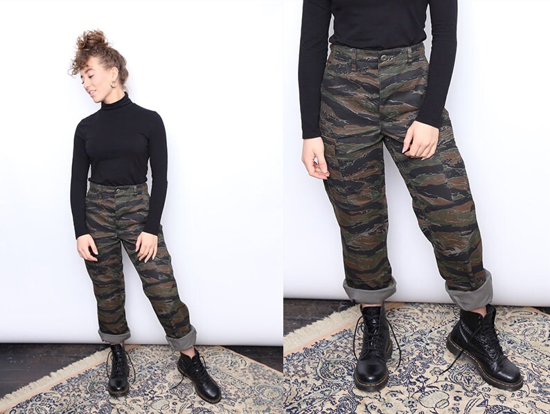 Vintage Army Camouflage Camo Military Combat Pants Trousers Small UK 810