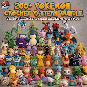 200+ Pokemon-inspired Crochet Pattern Bundle PDF – Mega Amigurumi Pack, Pikachu,dragonite, Eevee, Gengar, Squirtle & More, English Patterns