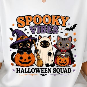 Vintage Halloween PNG, Gruseliges Katzen-Shirt, Halloween-Team PNG, Niedliche Hexenkatze, Retro Herbst Sublimation Digitaler Download