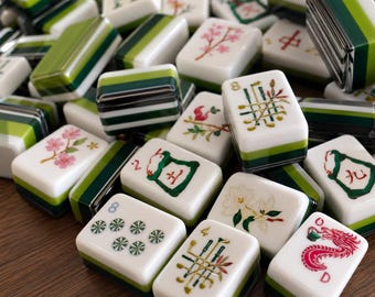 Golf American Mahjong Set, 160 Green 4-Layer Acrylic Tiles, Country Club Gift