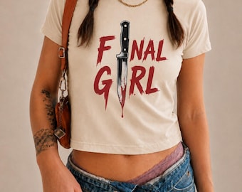 Final Girl Horror Movie Crop Top, Slasher Film Baby Tee, Spooky Season Apparel