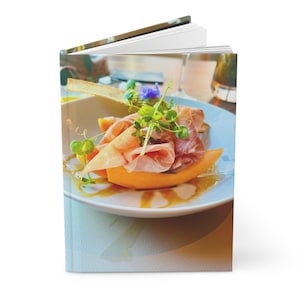 Cuaderno de tapa dura de melón y prosciutto gourmet, diario de recetas y degustación.
