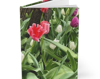 Tip toe through the Tulips,  Garden Hardcover Log floral Journal or Guestbook