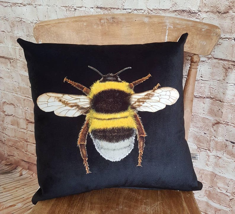 Bee Cushion Black Luxury Velvet With Or Without Inner Etsy