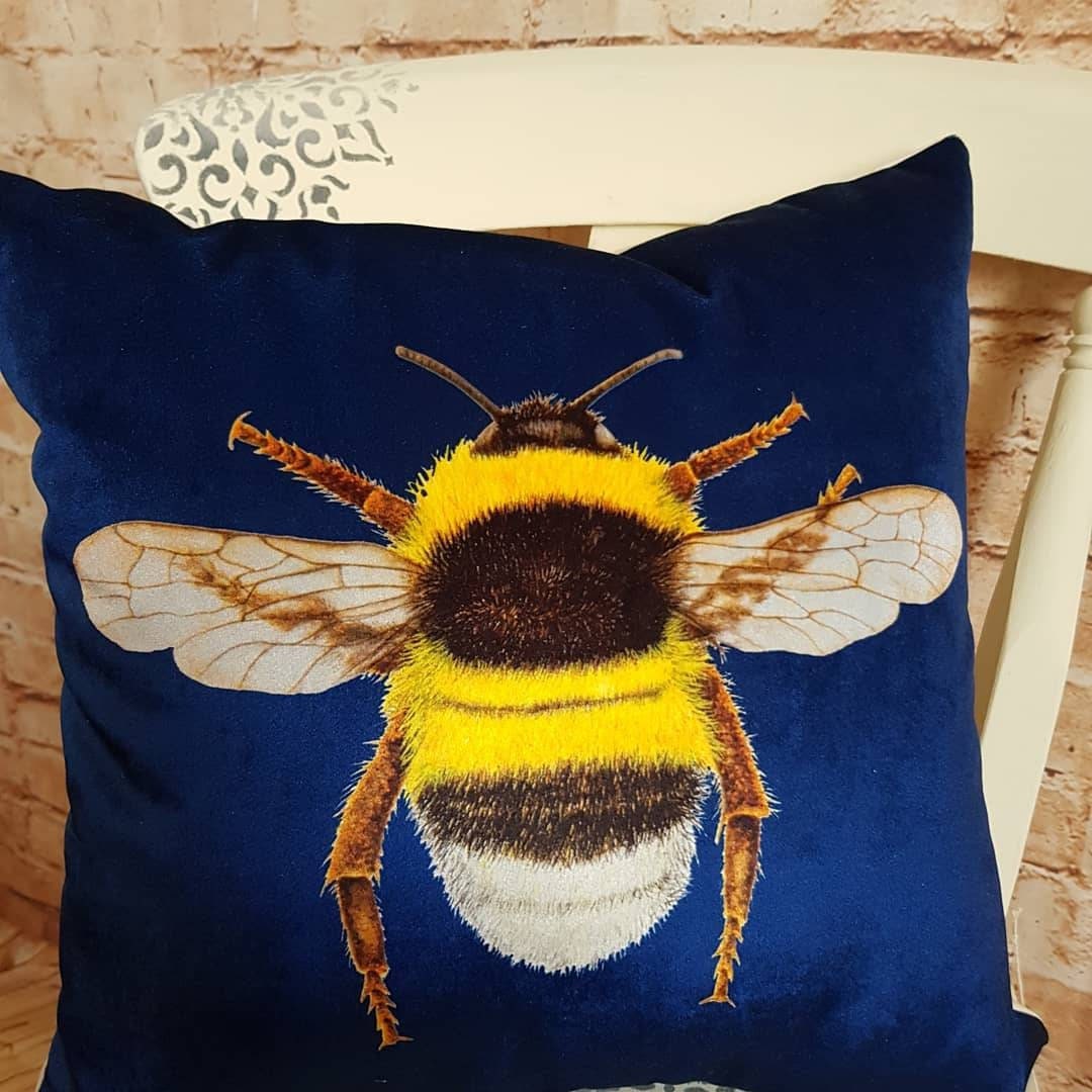 navy bee cushion