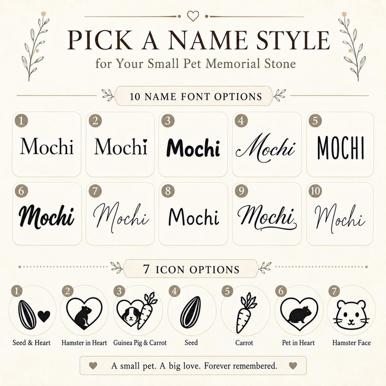 Small R Font Style Personalized Small Pet Memorial Stone, Custom Hamster or Guinea Pig ...