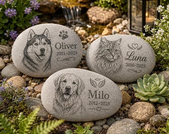Piedra conmemorativa personalizada para mascotas, guijarro personalizado en recuerdo de perros o gatos, regalo de condolencia para un fiel compañero, marcador de tumba para exteriores.