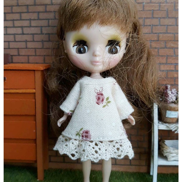 Petite Blythe / Little Dal Outfit : "Vintage Roses Dress" (Dress)