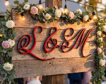 Custom Cursive Monogram Letter Sign | Connected Script Wall Decor