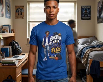 Education Is the Real Flex t-shirt | Student Scholar Design, Books & Basketball