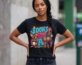 I Don't Give A... rats and donkey illustration T-Shirt | cheeky graphic tee