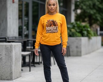 Mindset Is Everything long sleeve tee | Inspirational Crowned Woman design